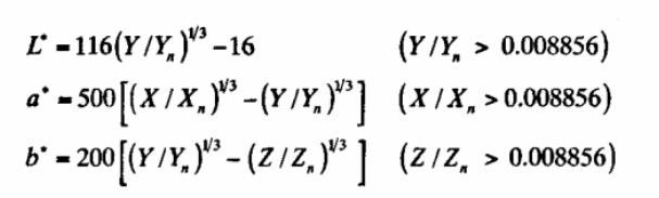L和色品坐標(biāo)a、b的計(jì)算公式
